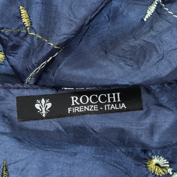 Rocchi Floral Embroidery Scarf 25x60 Blue/Pink Silk/Polyester - Picture 6 of 14